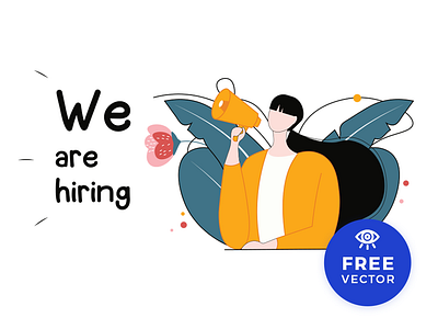 We Are Hiring Free Vector Illustration design download freebie freebies girl hiring hr illustration looking ui vector