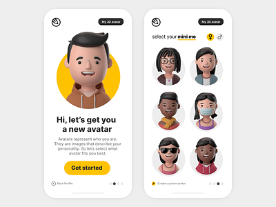 3D Avatar builder 3d app avatar blender builder character creator diversity face female happy hipster illustration library male people profile tool ui user