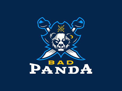 Bad Panda ver.2 angry bad bamboo character cyber engrave game illustration logo panda pirate russia sport sword