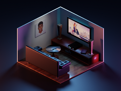 3D room illustration 3d illustration design modelling