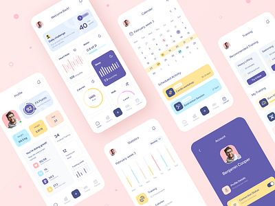 Health and Activity Tracking App activity tracker calendar ui calories fitness app fitness tracker health health app health tracker healthcare heartbeat medical mobile design sport tracker app training ui uiux userinterface ux water