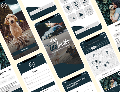 'ULTIMUTTS' - Your ultimate dog services application. app design graphic design typography ui ux