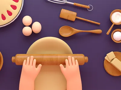 Cooking is self-care! 3d bakery branding cinema4d cook cookbook cooking editorial illustration ilustrator recipe