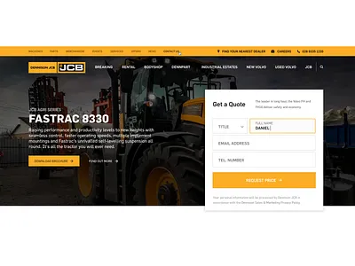 Dennison JCB Header design form interface ui design