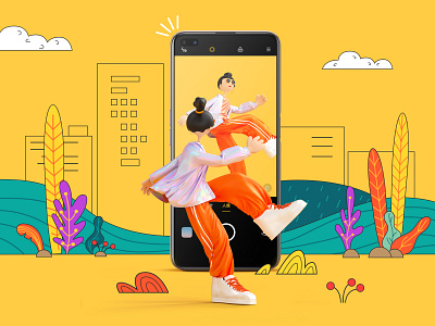 Selfie design illustration ui web 插图