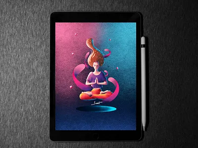 MEDITATION 🧘 illustration process in ipad pro | procreate (work flat illustration how to illustraion ipadpro meditation procreate step by step tutorial