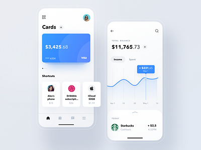 Mobile banking app banking card design finance income ios iosapp iphone mobile mobileapp payments savings sketch spendings ui ux