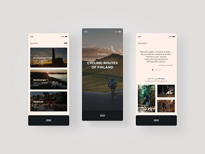 Mobile app of cycling routes app bycicle design figma finland mobile routes travel ui ux