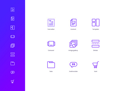 Website Element Icons blue carousel cart clean content design divider elements gallery icons tabs template testimonials vector website