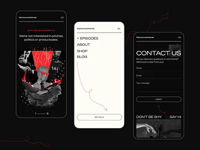 Nonconventional Show Website on Mobile branding design education graphic design interface interview media mobile mobile screens mobile ui mobile website podcast responsive design responsive website ui user experience user interface ux web design website