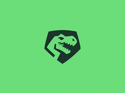 T-rex Shield aggressive animal logo badge crossfit dino dinosaur emblem fitness gym logo logos mark negative space roaring shield sports t rex trex