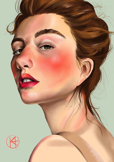 Rouge art face girl illustration portrait procreate