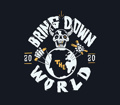 Bring down the world branding flat icon illustration illustrator logo minimal skeleton skull vector