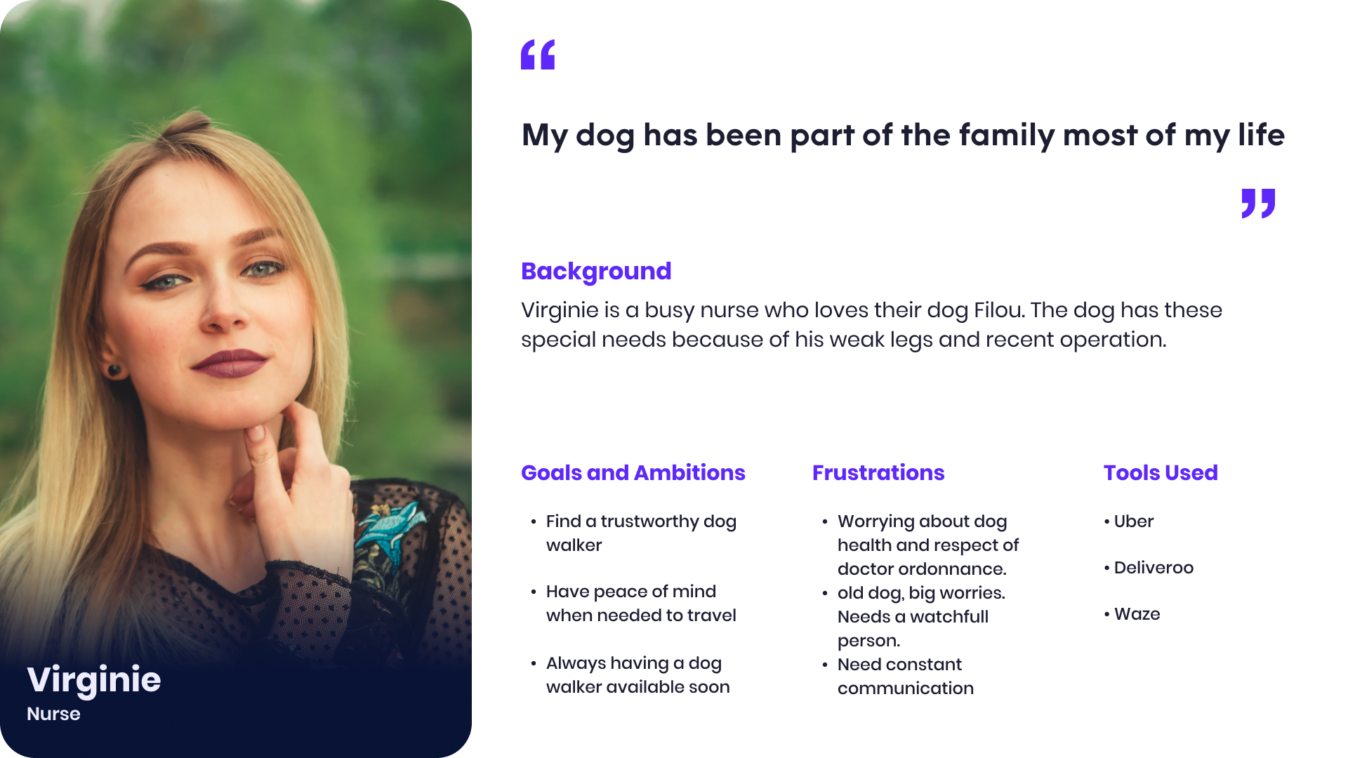 Dog walking personas