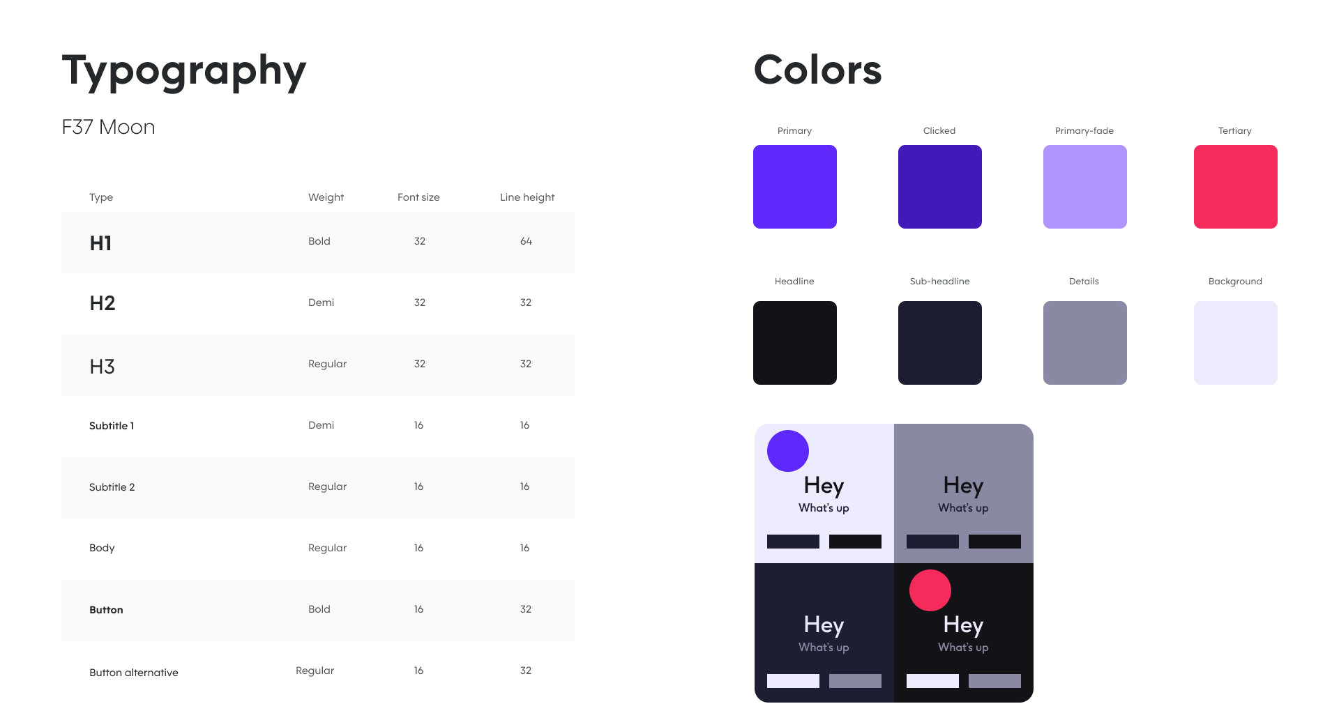 Figma typography and colors components