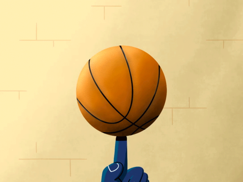 Basketball Spin animation ball basketball brick character finger frame by frame hand illustration procreate shadow sport texture vector wall