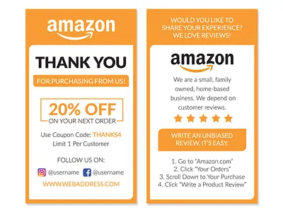 amazon thank you card amazon fba seller amazon thank you card branding business business card design card design clean corporate design creative custom design ecommerce gradient graphic design logo minimal product product card product design product insert