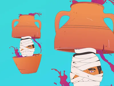 ⚱️ Funeral Urn ⚱️ adobe illustrator adobe photoshop bandage digital art face gradients illustration mummy pot urn vase vector wine
