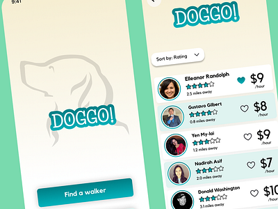 Case study Dog Walking app - DOGGO! app design ux