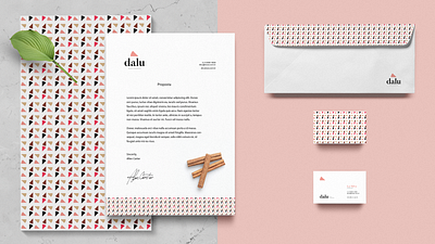 Stationary of Dalu bakery logo brand identity branding cake logo cake shop candy candy shop design logo design logotype minimal minimalist logo pattern stationery sweet symbol