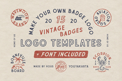 15 Vintage Badge Templates badge design branding design design for sale handdrawn illustration logo template t shirt design typography vector vintage vintage badge vintage design