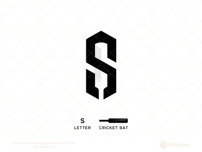 Negative space Cricket Bat + Letter S Logo for Sale bat logo branding design icon illustration letter s logo logodesign logoforsale logoground logotype morden negative space logo premade logo ready made logo sale symbol unused logo vector