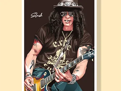 Slash Guns n Roses art artwork cartoon coreldraw design digitalart gnr guitarist gunnroses illustration slash vector vexel