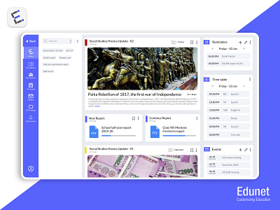Edunet: A Platform for teachers | Home Screen b2b dashboard designresearch edtech educational figma figmadesign learning management system learning platform projectmanagement school app teacher ui uiux user research ux uxresearch