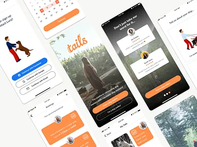 Tails - Dog Walking App dog walking dribbble course product design prototype ui