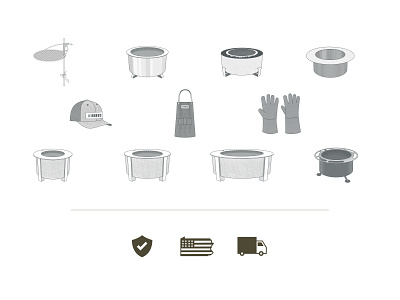 Breeo Website Redesign Icons apron design fire gloves graphic design grilling grills hat iconography icons illustration vector