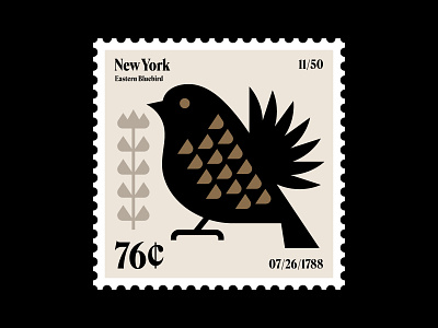 New York stamp updated bird bluebird east coast flower icon illustration logo nature new york ny postage stamp stamp symbol