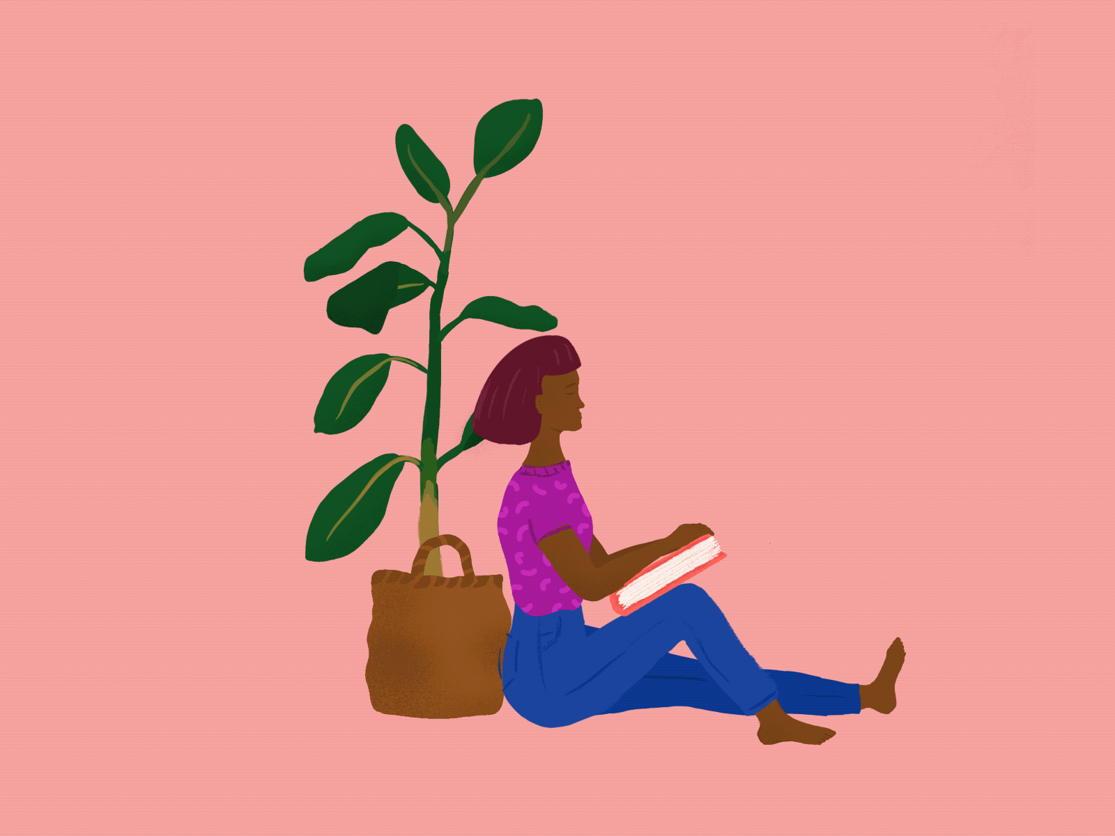 Lockdown bookworm animated illustration applepencil applepencilillustration books coronavirus covid 19 digitalart houseplants illustration illustration digital lockdown pink procreate procreate animation quarantine reading stayhome women