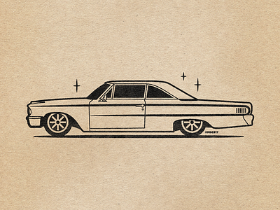 1963 Ford Galaxie 500 automobile car ford ford galaxie illustration line art linedrawing linework lowrider msg317 retro vector vintage