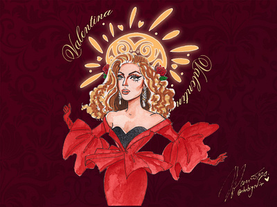 Valentina art design dragrace drawing floral graphicdesign illustration latino red rose roses royal rupaulsdragrace typography valentina