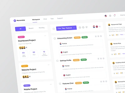 Motranslate - Dashboard Translator dashboard dashboard translator desktop dictionary glossary graphic design integrations languages manage multilingual product design project saas task tasking translation translation service translator ui ux