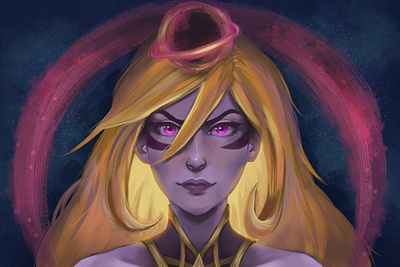 Dark Cosmic Lux Fan Art adobe photoshop art digital art digital illustration digital portrait fan art fan artwork illustration league of legends lux portait portrait portrait art