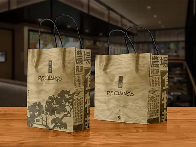 Take Away Bags Design | P.F. Chang's Pakistan bags branding design pfchangs photoshop print