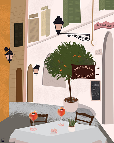 Trastevere, Rome, Italy adobe illustrator aperol aperolspritz branding illustration illustrator illustrator design italy marketing patio restaurant rome streetview trastevere travel