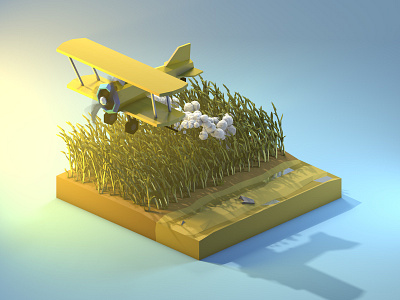 Biplane Low Poly 3d 3dillustration 3dmodeling airplane biplane cinema4d corn cornfield diorama field illustration isometric low poly low poly art lowpoly lowpolyart plane renders