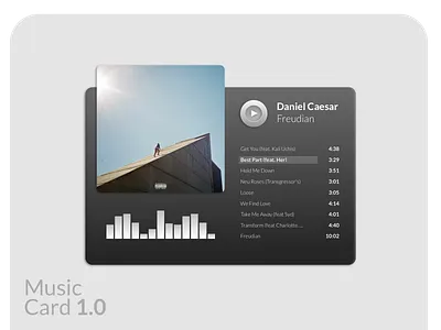 Music Card 1.0 UI Design app card card design design flat ui