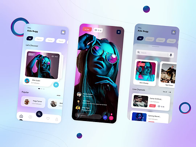 Live Streaming App with Animation animation app concept app design app designer app development branding design develop streaming app graphic design illustration live live steams live streaming shows tv shots tv shows ui ux vides