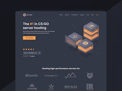 Dathost - Homepage csgo dark design esports game illustration ui ux