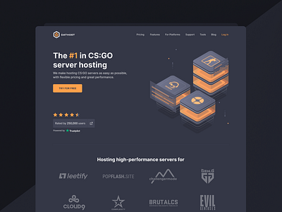 Dathost - Homepage csgo dark design esports game illustration ui ux