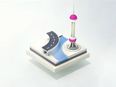 3D model of Shanghai city in game 3d modelling