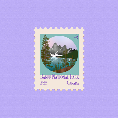 12 - Banff National Park, Canada - Post Stamp banff design icon illustration illustration art illustrations illustrator stamp stamp design