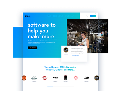 Ekos - Option 2 beer blue branding breweries cyan digital ekos interface layered logos marketing sass ui website