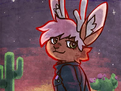 Sonoran Sunset desert fantasy art illustration jackalope procreate procreate art