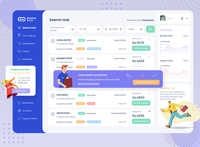 Grocery Bazar dashboard ui product page store app ui ux web app web application