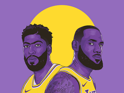 Bron x Brow anthony davis basketball illustration lakers lebron james vector