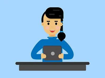 Girl with Tablet animation cartoon character colours design designs flat graphicdesign illustration illustrator